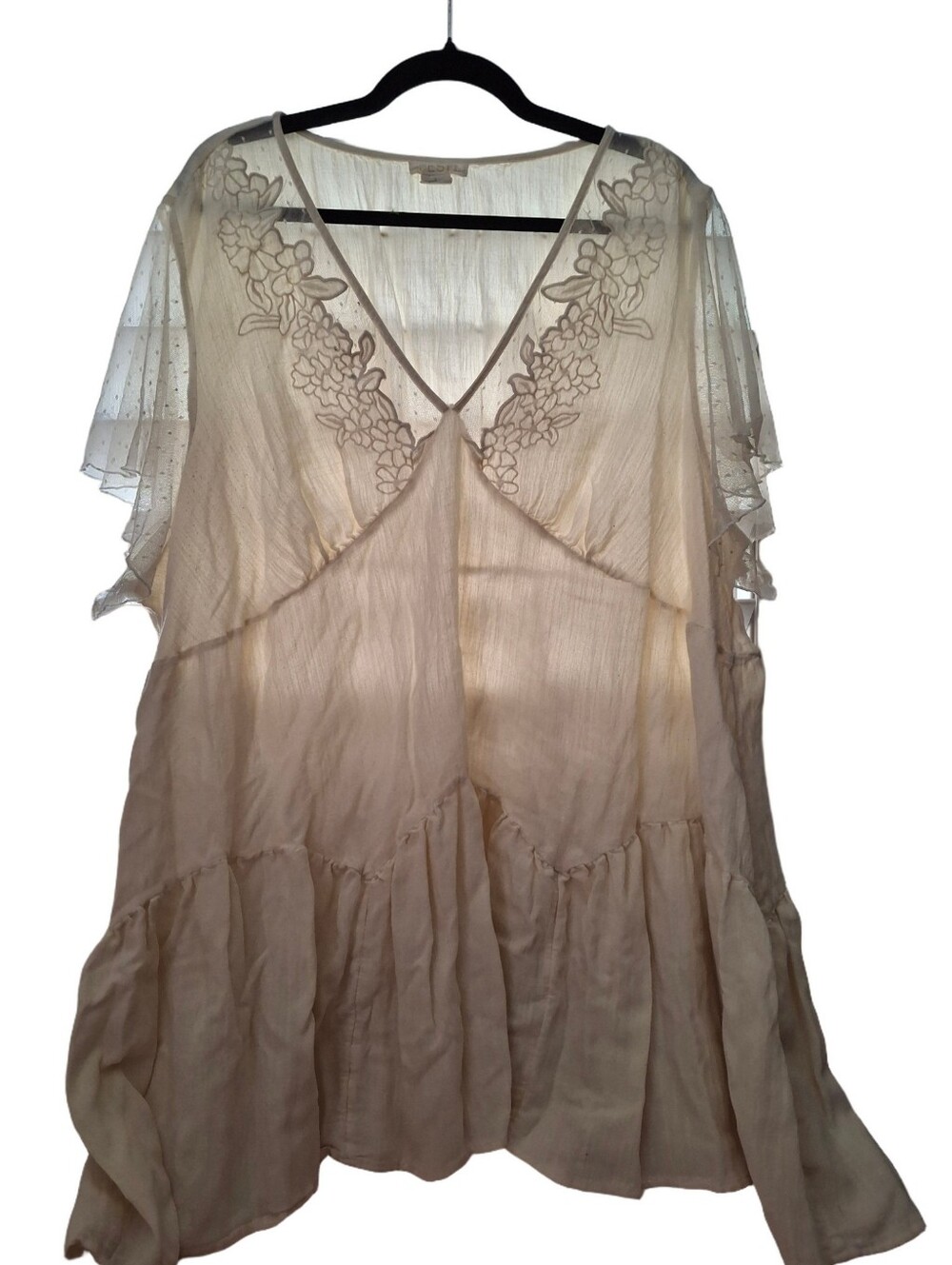Torrid Festi Women's Cream Lace-Trim Babydoll Cottagecore Festival Sz 4X Dress - Picture 6 of 8